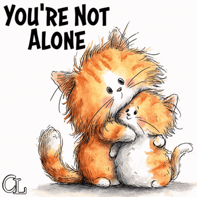 Two Cats Hugging You're Not Alone GIF
