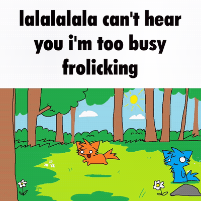 Two Cats In Forest Saying Lalala Can't Hear You GIF