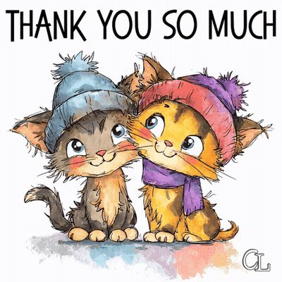 Two Cats In Hats And Scarves Saying Thank You So Much GIF