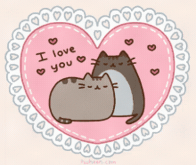Two Cats In Heart Saying I Love You GIF