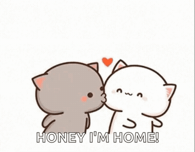 Two Cats Kissing With Flying Heart GIF