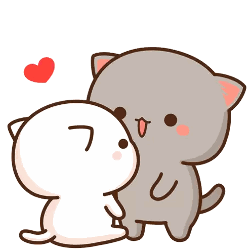 Two Cats Kissing With Heart Sticker