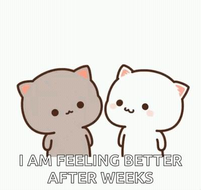 Two Cats Kissing With I Am Feeling Better After Weeks GIF