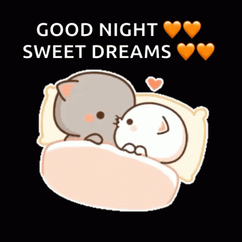 Two Cats Laying In Bed Good Night GIF