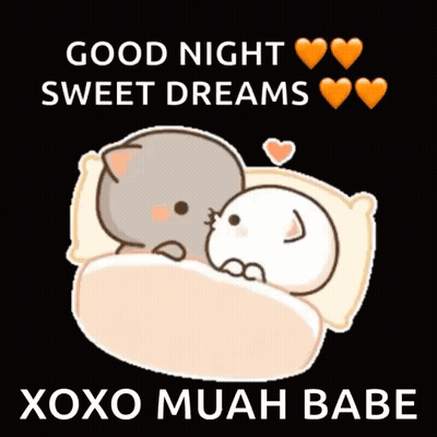 Two Cats Laying In Bed Good Night Sweet Dreams XOXO Muah Babe GIF