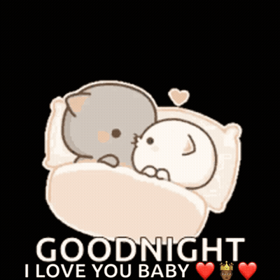 Two Cats Laying In Bed Goodnight I Love You Baby GIF