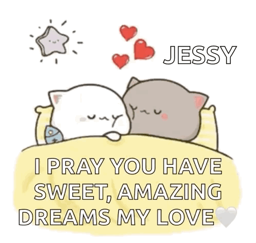 Two Cats Laying In Bed With Dream Message GIF