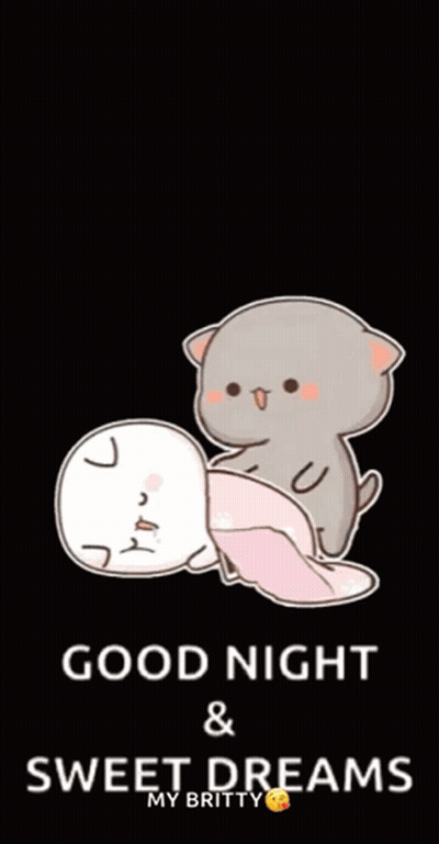 Two Cats Laying With Good Night And Sweet Dreams GIF