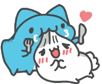 Two Cats Laying With Heart Sticker