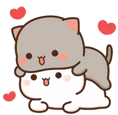 Two Cats Laying With Hearts Sticker