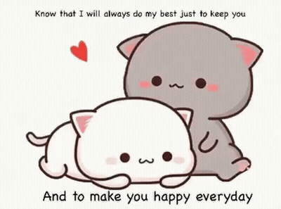 Two Cats Lying Together With Heart GIF