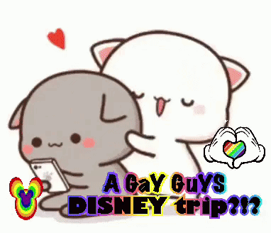 Two Cats Making Heart Gay Guys Disney Trip GIF