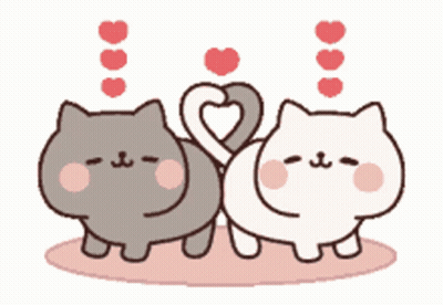 Two Cats Making Heart With Tails GIF