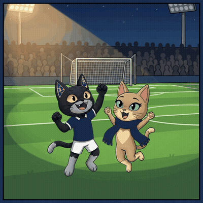 Two Cats On Soccer Field GIF