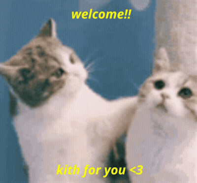 Two Cats Saying Welcome Kith For You GIF