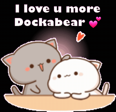 Two Cats Sitting I Love U More Dockabear GIF