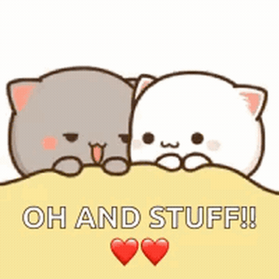 Two Cats Sitting On Sand Saying Oh And Stuff GIF