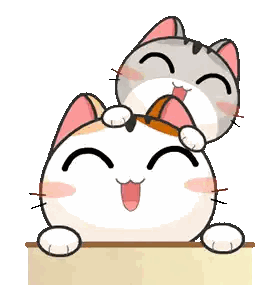 Two Cats Sitting On Table Sticker