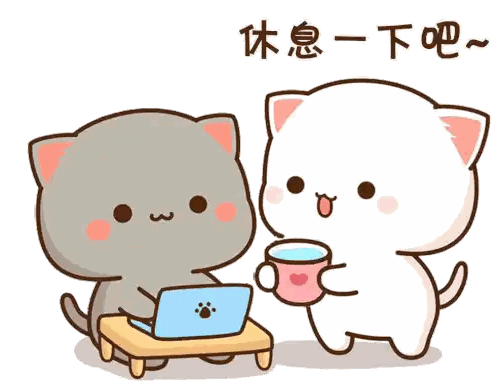 Two Cats Sitting With One Holding Cup Sticker