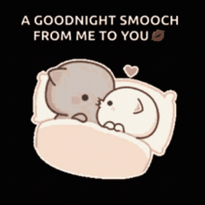 Two Cats Sleeping Under Goodnight Smooch From Me To You GIF