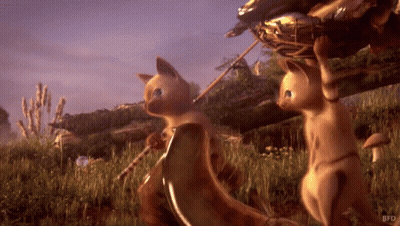 Two Cats Standing In Field BFD GIF