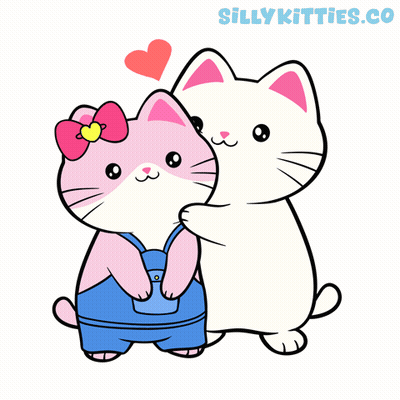Two Cats Standing Together With Sillykitties.co GIF