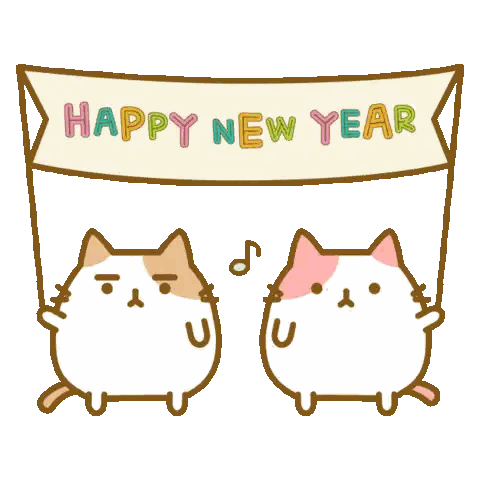 Two Cats Under Happy New Year Banner Sticker