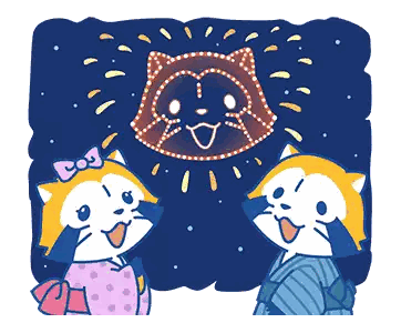 Two Cats Watching Fireworks With Raccoon Sticker
