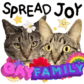 Two Cats With Flowers And Gay Family Sign Sticker