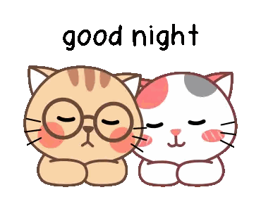 Two Cats With Glasses And The Words Good Night Sticker