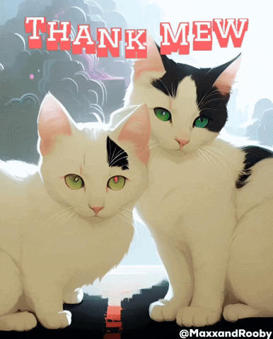 Two Cats With Green Eyes Thank Mew GIF