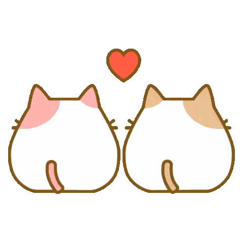 Two Cats With Heart Between Them Sticker