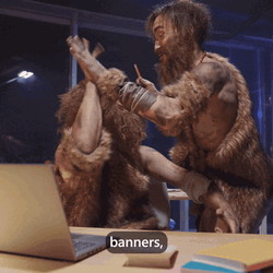 Two Caveman Doing High Five GIF