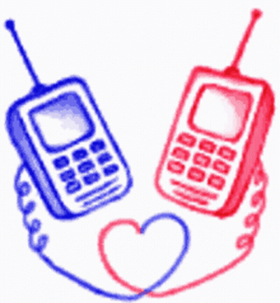 Two Cell Phones With Hearts GIF