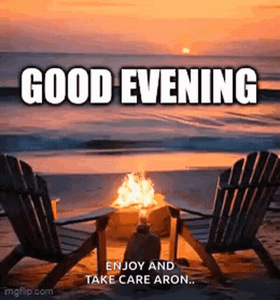 Two Chairs Next To Fire Pit On Beach GIF