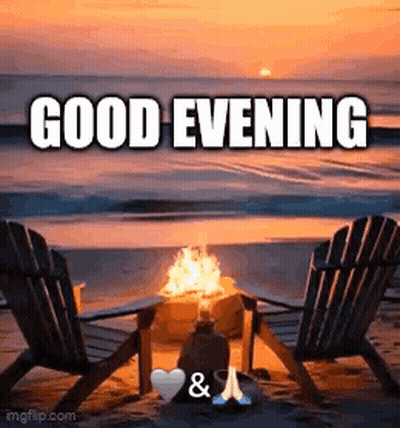 Two Chairs On Beach By Fire Pit GIF