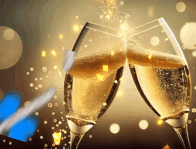 Two Champagne Glasses Toasting GIF