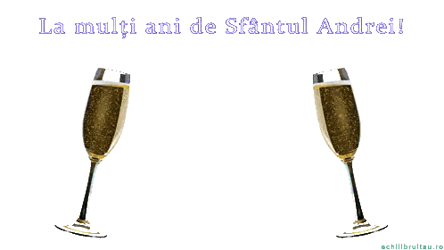 Two Champagne Glasses With La Multi Ani Sticker