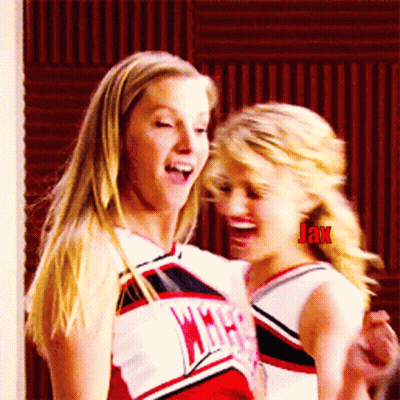 Two Cheerleaders Laughing With Jax Earrings GIF