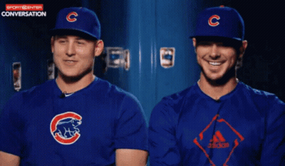 Two Chicago Cubs Baseball Players Smiling GIF