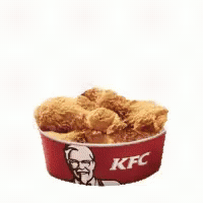 Two Chicken Wings Are In A Kfc Bowl . GIF