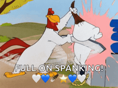 Two Chickens Fighting Full On Spanking GIF