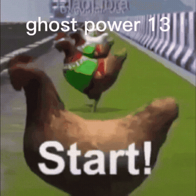 Two Chickens Racing With Ghost Power 13 Start GIF