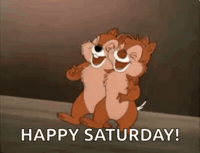 Two Chipmunks Hugging Saying Happy Saturday GIF