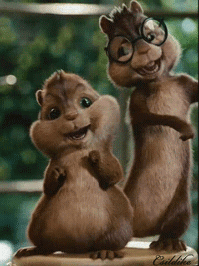 Two Chipmunks In Glasses Smiling GIF