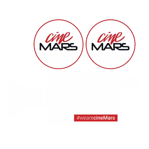 Two Circles With The Words Cine Mars On Them Sticker