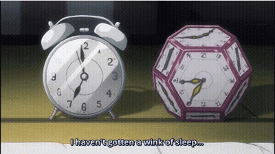 Two Clocks Are Sitting Next To Each Other With One Saying I Haven 'T Gotten A Wink Of Sleep GIF