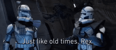 Two Clone Troopers Standing And Talking GIF