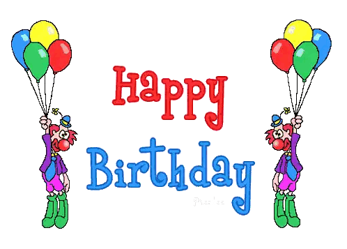 Two Clowns Holding Balloons Birthday Card Sticker