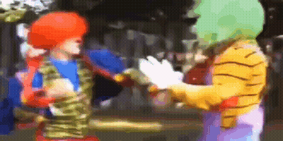Two Clowns One In Tiger Costume GIF